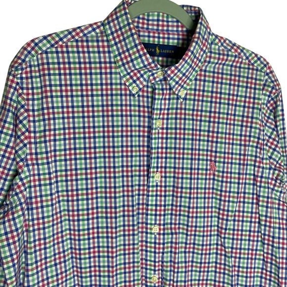 Polo Ralph Lauren Shirt Mens Large Colorful Button Down Plaid Long Sleeve Preppy - Picture 6 of 13